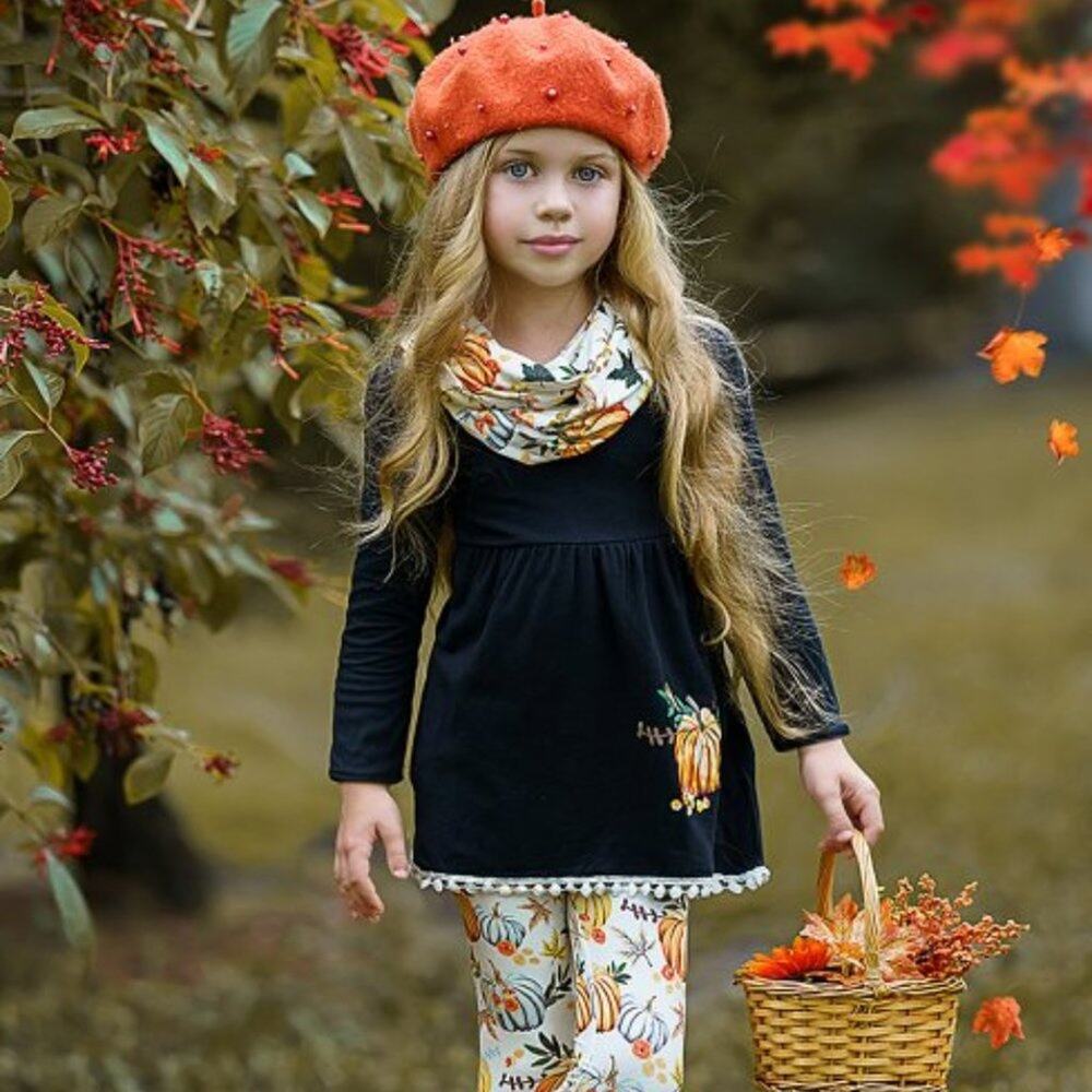 Mia Belle Black Pumpkin Tunic Set